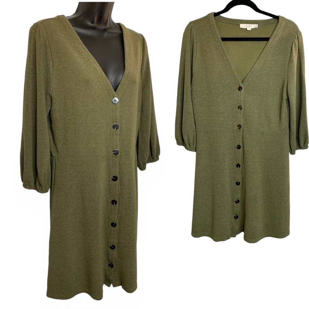 LOFT Green Sweater Dress Sz L